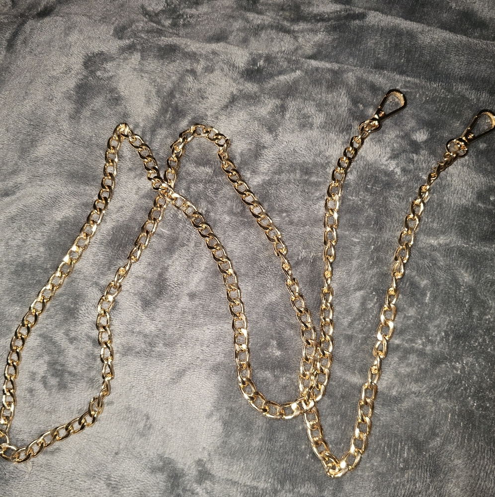 48" Light Gold Tone Flat Chain Full Crossbody Strap Replacement - NWOT